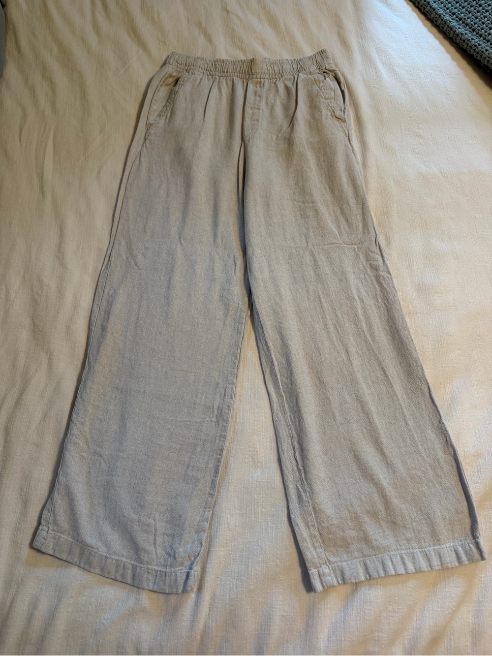 Old Navy Light Beige Wide-Leg Linen-Blend Pants
